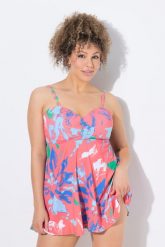 Damski Strój kąpielowy kwiaty miękkie miseczki z fiszbinami. Brązowe kostiumy jednoczęściowe damskie Ulla Popken, plus size, bez wzorów, z elastanu, plus size, do pływania. Za 289.99 zł.