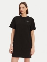 Lacoste Sukienka codzienna EF9573 Czarny Regular Fit. Czarne sukienki damskie Lacoste, na co dzień, bez wzorów, z bawełny, bez kołnierzyka, bez ramiączek, proste. Za 299.99 zł.