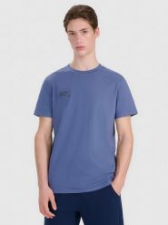 4F T-shirt regular z nadrukiem męski - granatowy XL. Niebieskie koszulki sportowe męskie 4f, m, bez wzorów, z bawełny, klasyczne, bez kołnierzyka. Za 59.99 zł.