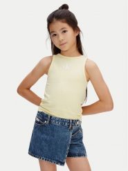 Calvin Klein Jeans Top LVCKSJB10G Żółty Slim Fit. Żółte t-shirty i topy dla dziewczynek Calvin Klein Jeans, bez wzorów, z bawełny, bez ramiączek. Za 109.99 zł.