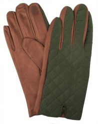 Eleganckie Pikowane Rękawiczki Męskie - Zieleń i Jasny Brąz. Zielone rękawiczki męskie Em men's accessories, na jesień, bez wzorów, z bawełny, eleganckie. Za 99.00 zł.