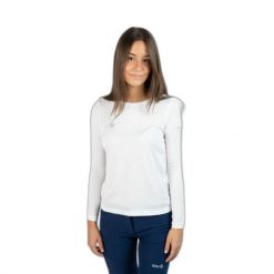 Damski ultra oddychający dżersej Izas Creus. Białe t-shirty damskie IZAS, bez wzorów, z dżerseju, sportowe, bez kołnierzyka. W wyprzedaży za 130.39 zł.