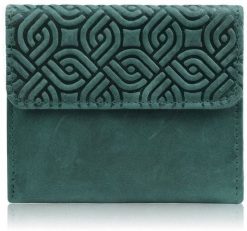 Paolo Peruzzi Portfel damski skórzany vintage mały zielony z RFID T-114-HGR. Zielone portfele damskie Paolo Peruzzi, bez wzorów. Za 92.16 zł.