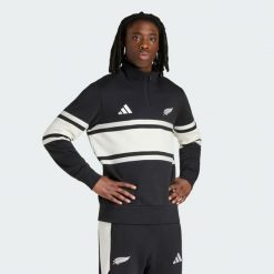 Bluza rekreacyjna All Blacks z krótkim suwakiem. Białe bluzy sportowe męskie Adidas, l, bez wzorów, z bawełny, bez kaptura. Za 439.00 zł.