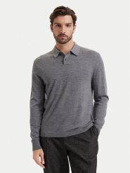 Calvin Klein Polo LV04LD319G Szary Regular Fit. Szare koszulki polo męskie Calvin Klein, m, bez wzorów, z wełny, bez ramiączek. Za 529.99 zł.