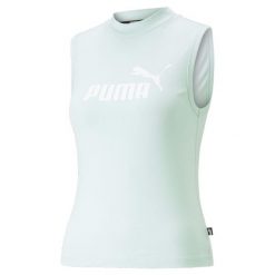 Koszulka Kobieta Puma Ess Slim Logo biały. Białe koszulki sportowe damskie Puma, xl, bez wzorów, bez kołnierzyka, bez ramiączek, na fitness i siłownię. W wyprzedaży za 98.55 zł.