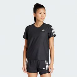 Koszulka Own The Run. Czarne koszulki sportowe damskie Adidas, l, bez wzorów, z materiału, bez kołnierzyka, bez ramiączek, do biegania. Za 149.00 zł.