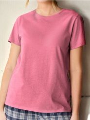Koszulka basic - różowy. Czerwone t-shirty damskie Sinsay, l, bez wzorów, bez kołnierzyka. W wyprzedaży za 7.99 zł.