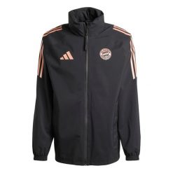 Kurtka wodoodporna Bayern Munich Tiro 2024/25. Czarne kurtki męskie Adidas, l, bez wzorów, z materiału, bez kaptura. Za 615.35 zł.