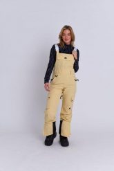 Spodnie ogrodniczki Yeh Girl - Piaskowe. Brązowe spodnie materiałowe damskie OOSC, m, bez wzorów, z materiału, retro, narciarskie. Za 1,078.99 zł.