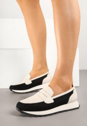Czarne Skórzane Półbuty Mokasyny Aroti. Czarne mokasyny damskie Born2be, bez wzorów, z jeansu, eleganckie, bez obcasa, bez zapięcia. Za 209.99 zł.
