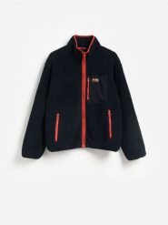 Polarowa bluza ze stójką - granatowy. Niebieskie bluzy męskie Reserved, l, bez wzorów, z polaru, bez kaptura. Za 139.99 zł.