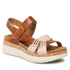 Sandały Pikolinos. Brązowe klapki damskie Pikolinos, bez wzorów, bez obcasa, na koturnie, bez zapięcia. Za 519.99 zł.