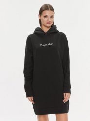 Calvin Klein Sukienka dzianinowa Hero Logo Hoodie Dress K20K206897 Czarny Regular Fit. Czarne sukienki damskie Calvin Klein, xs, bez wzorów, z bawełny, bez kołnierzyka, bez ramiączek. Za 339.99 zł.