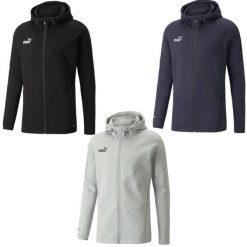 Bluza męska Puma teamFINAL Casuals Hooded Jkt. Szare bluzy męskie Puma, m, bez wzorów, z bawełny, z kapturem, do piłki nożnej. Za 243.99 zł.