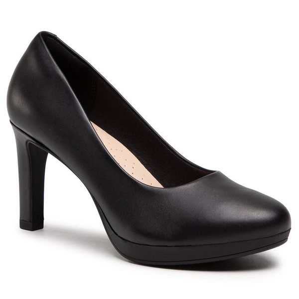 Czółenka Clarks. Czarne czółenka damskie Clarks, bez wzorów, bez obcasa, bez zapięcia. Za 319.99 zł.