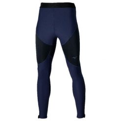 Legginsy Mizuno Tech Thermal Charge. Niebieskie legginsy sportowe męskie Mizuno, bez wzorów, do biegania. W wyprzedaży za 367.50 zł.
