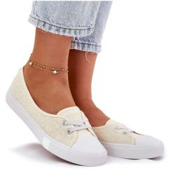 Tenisówki Trampki Damskie Z Haftem Lee Cooper LCW-25-31-3445L Beżowe beżowy. Brązowe trampki i tenisówki damskie bez wzorów, eleganckie, bez zapięcia. Za 173.90 zł.