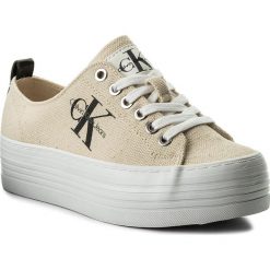 Sneakersy CALVIN KLEIN JEANS - Zolah Heavy RE9730 Natural/White. Brązowe półbuty damskie Calvin Klein Jeans, bez wzorów, z jeansu, bez obcasa, na koturnie, bez zapięcia. W wyprzedaży za 269.00 zł.
