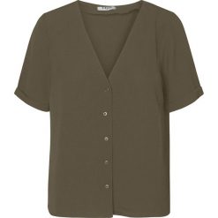 Bluzka w kolorze khaki. Brązowe bluzki damskie Only, Pieces, Object, bez wzorów, bez kołnierzyka, bez ramiączek. W wyprzedaży za 64.95 zł.