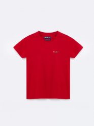 Koszulka damska z niewielkim haftem na piersi czerwona Lidia 603. Czerwone t-shirty damskie Big Star, l, bez wzorów, z bawełny, bez kołnierzyka. Za 89.99 zł.