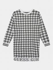 Guess Sukienka dzianinowa J3BK04 Z3AH0 Biały Regular Fit. Białe sukienki dla dziewczynek Guess, z aplikacjami, z dzianiny, bez ramiączek. Za 319.99 zł.