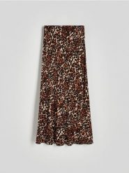 Spódnica z wiskozy - brązowy. Brązowe spódnice damskie Reserved, l, bez wzorów, z tkaniny, proste. W wyprzedaży za 49.99 zł.