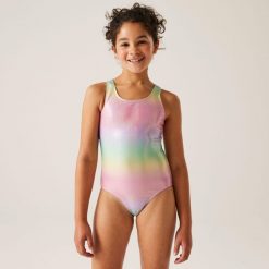 Dziecięcy strój kąpielowy jednoczęściowy Katrisse. Fioletowe stroje kąpielowe dla dziewczynek Regatta, bez wzorów. Za 106.40 zł.