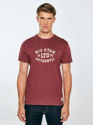 Koszulka męska z nadrukiem bordowa Teller 604. Czerwone t-shirty męskie Big Star, l, z aplikacjami, z dzianiny, eleganckie, bez kołnierzyka. W wyprzedaży za 99.99 zł.