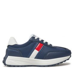 Sneakersy Tommy Hilfiger. Niebieskie trampki i tenisówki chłopięce Tommy Hilfiger, bez wzorów, bez zapięcia. Za 219.99 zł.