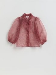 Prześwitująca bluzka - wielobarwny. Bluzki damskie Reserved, l, bez wzorów, z tkaniny, bez kołnierzyka, bez ramiączek. Za 149.99 zł.