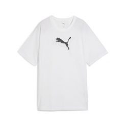 Damska koszulka Evostripe o luźnym kroju z grafiką PUMA White. Białe obuwie sportowe damskie Puma, bez wzorów, na fitness i siłownię. W wyprzedaży za 99.00 zł.