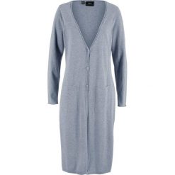 Długi sweter rozpinany z dekoltem w serek, z bawełny z recyclingu bonprix szary melanż. Kardigany damskie marki bonprix. Za 74.99 zł.