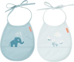 Śliniaki z kieszonką Happy Clouds niebieskie 2 szt. Niebieskie śliniaki dla dzieci Done by deer, bez wzorów. Za 69.00 zł.