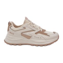 Buty Sportowe Damskie Big Star NN274A096 HI-POLY System Beżowe beżowy. Brązowe obuwie sportowe damskie bez wzorów, ze skóry. Za 237.59 zł.
