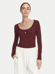 Guess Body V4YP07 J1314 Bordowy Slim Fit. Czerwone koszule damskie Guess, m, z aplikacjami, z bawełny, bez kołnierzyka, bez ramiączek. Za 194.99 zł.