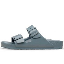 Klapki Birkenstock Arizona Eva Damskie. Szare klapki damskie Birkenstock, bez wzorów, bez obcasa. Za 277.85 zł.