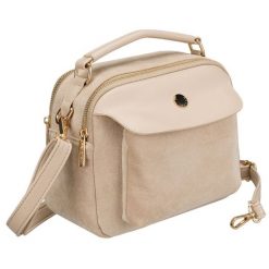 Listonoszka damska mała saszetka na ramię skóra ekologiczna modna beżowa torebka na suwak Peterson PTN MX02-P. Brązowe torby na ramię damskie Peterson, bez wzorów, ze skóry ekologicznej, małe, bez dodatków. Za 104.99 zł.