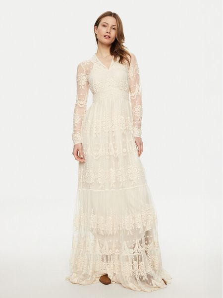 YAS Sukienka wieczorowa Seloise 26015997 Biały Regular Fit. Białe sukienki damskie YAS, bez wzorów, z bawełny, wizytowe, bez kołnierzyka, bez ramiączek. Za 719.99 zł.