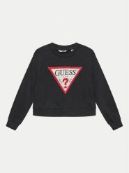 Guess Bluza J4YQ22 KA6R3 Czarny Classic Fit. Czarne bluzy dla dziewczynek Guess, z aplikacjami, z bawełny, bez ramiączek, bez kaptura. Za 119.99 zł.