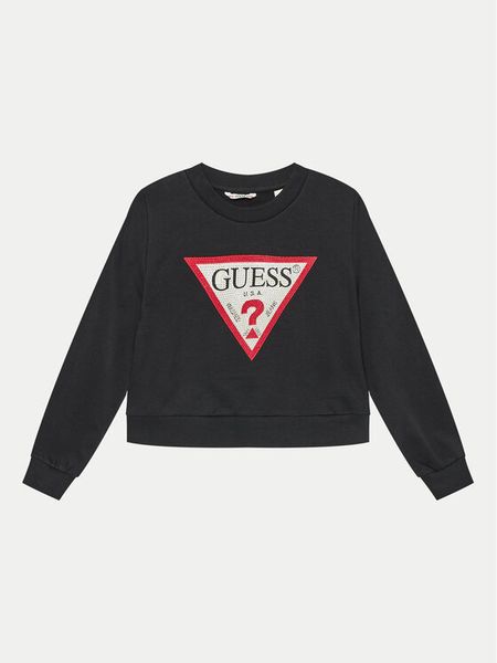 Guess Bluza J4YQ22 KA6R3 Czarny Classic Fit. Czarne bluzy dla dziewczynek Guess, z aplikacjami, z bawełny, bez ramiączek, bez kaptura. Za 99.99 zł.