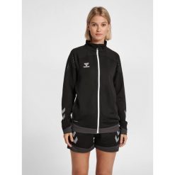 Bluza do piłki ręcznej damska Hummel hml LEAD poly zapinana na zamek. Czarne bluzy sportowe damskie Hummel, s, bez wzorów, z materiału, bez kaptura, na fitness i siłownię. Za 171.00 zł.