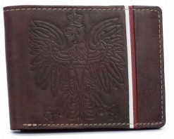 Portfel patriotyczny c. brązowy N992A-HP-BL. Brązowe portfele męskie Inny, bez wzorów, ze skóry. Za 69.99 zł.