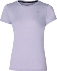 Koszulka do biegania damska Mizuno Core Tee. Fioletowe koszulki sportowe damskie Mizuno, l, bez wzorów, z materiału, bez kołnierzyka, bez ramiączek, do biegania. Za 131.35 zł.