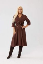 Elegancka żakietowa sukienka Marietta w czekoladowym kolorze OVERSIZE PLUS SIZE XXL JESIEŃ. Brązowe sukienki damskie Moda Size Plus Iwanek, do pracy, na jesień, l, bez wzorów, z elastanu, biznesowe, bez kołnierzyka, plus size, bez ramiączek, mini, oversize. Za 325.00 zł.