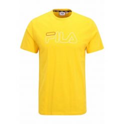 Koszulka Fila Sofades Logo. Żółte koszulki sportowe męskie Fila, l, bez wzorów, z materiału, bez kołnierzyka, bez ramiączek, na fitness i siłownię. Za 93.65 zł.