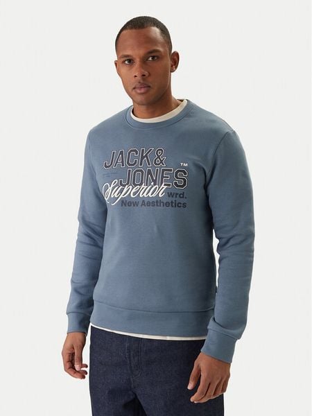Jack & Jones Bluza Elogo 12288925 Niebieski Regular Fit. Niebieskie bluzy męskie Jack & Jones, m, bez wzorów, z bawełny, bez kaptura. Za 88.99 zł.