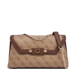 Torebka Guess. Brązowe listonoszki damskie Guess, z aplikacjami, bez dodatków. Za 584.99 zł.