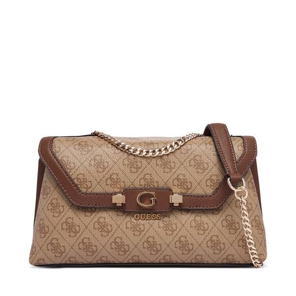 Torebka Guess. Brązowe listonoszki damskie Guess, z aplikacjami, bez dodatków. Za 498.99 zł.