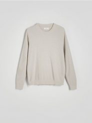 Bawełniany sweter - jasnoszary. Szare swetry przez głowę męskie Reserved, l, bez wzorów, z bawełny, bez kołnierzyka. W wyprzedaży za 49.99 zł.